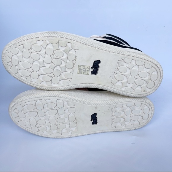 COACH C220 High Top Sneaker Leather Mesh Black White Pink Wedge Women’s 6.5 - Picture 10 of 11
